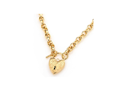 Gold Plated Toggle Heart Charm Bracelet